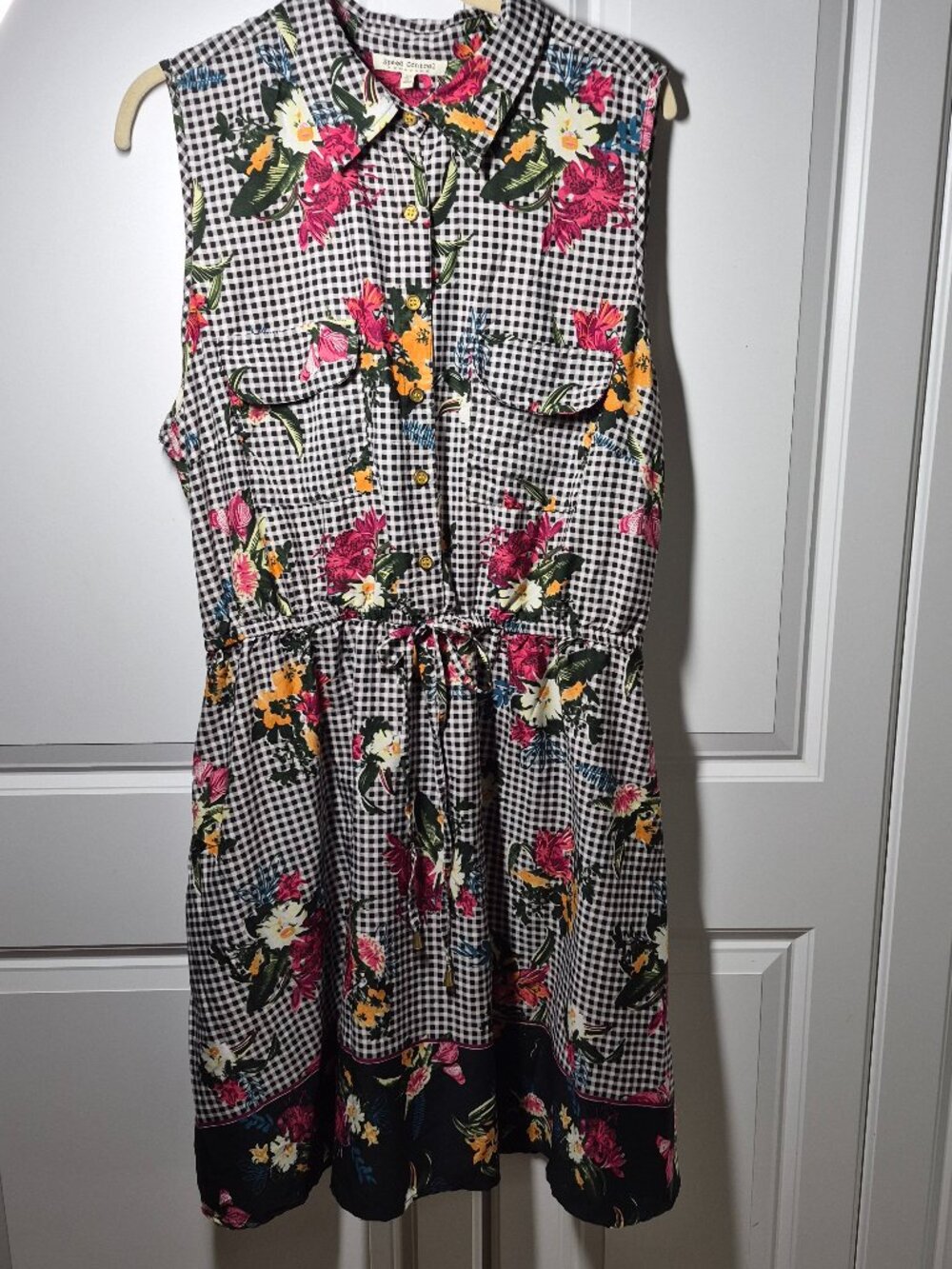 Speed Control Mini Checkered Floral‎ Dress Casual Summer Fresh Indie Women's 3X